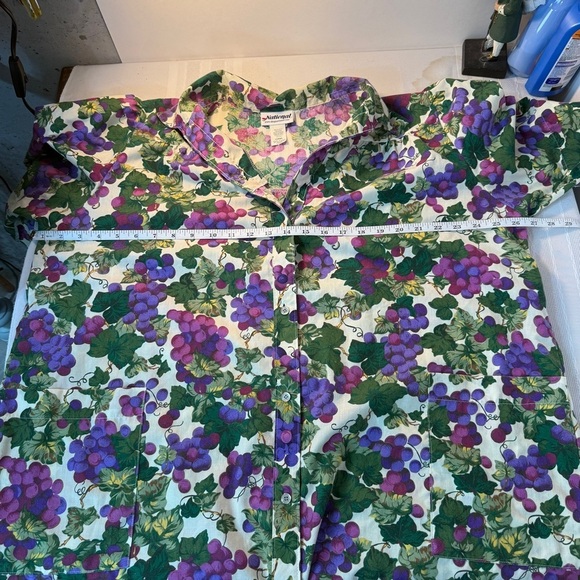 Women’s vintage house coat moo moo size large Floral Grape Print dress grandma - Picture 6 of 9